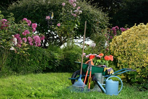 Protective equipment laid out for garden maintenance